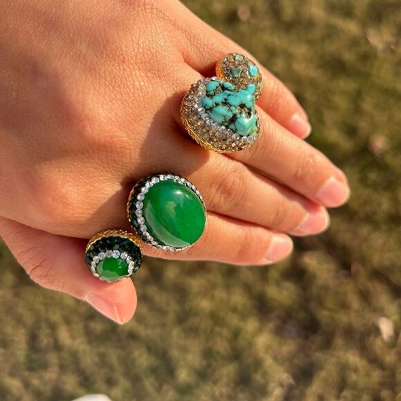 Green Onyx Adjustable Ring - Picture 9 of 14